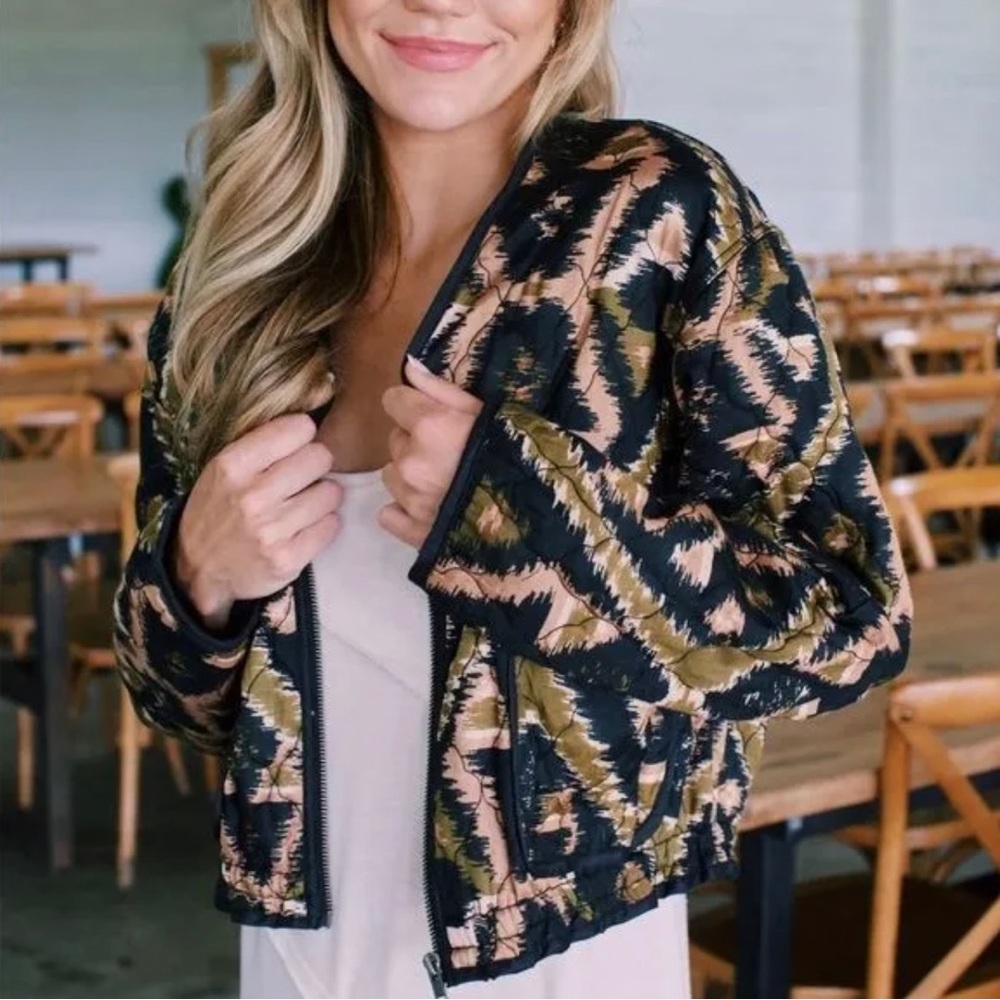 NWT $268 FREE PEOPLE Peggy Ikat Quilted Jacket Size S